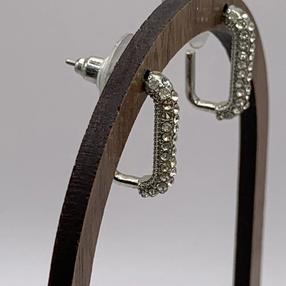 Minimalist Rectangular Crystal Earrings